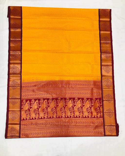 Yellow Color Art Silk With Contrast Border Unique Design Saree In Chandler