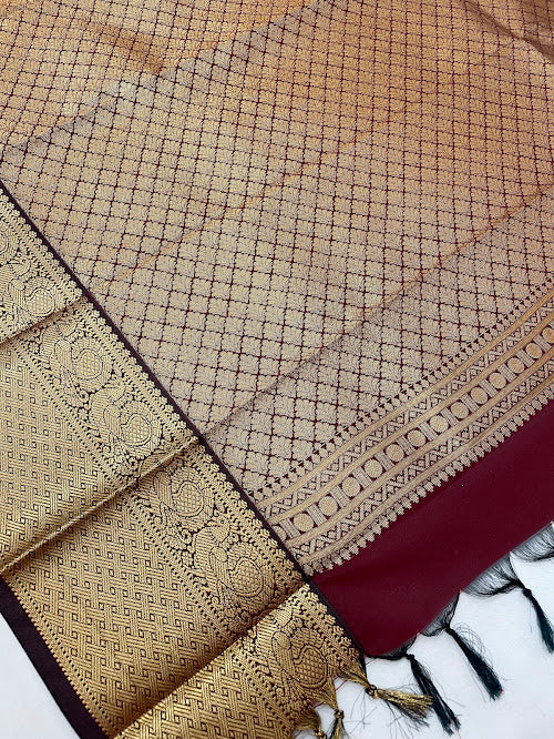 Yellow Color Pure Kanchi Silk With Gold Zari Work Saree In Tempe