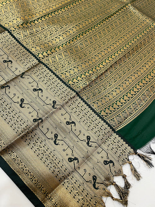 Red Color Pure Kanchi Silk With Gold Zari Work Saree in Suncity