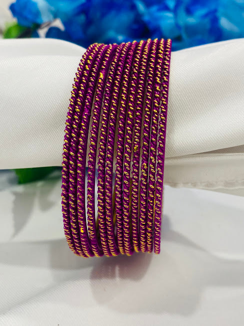 Gold Plated Bangles With Glitter And Lehar Shape In Chandler