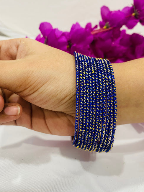 Dark Blue Color Antique Gold Bangles Near Me
