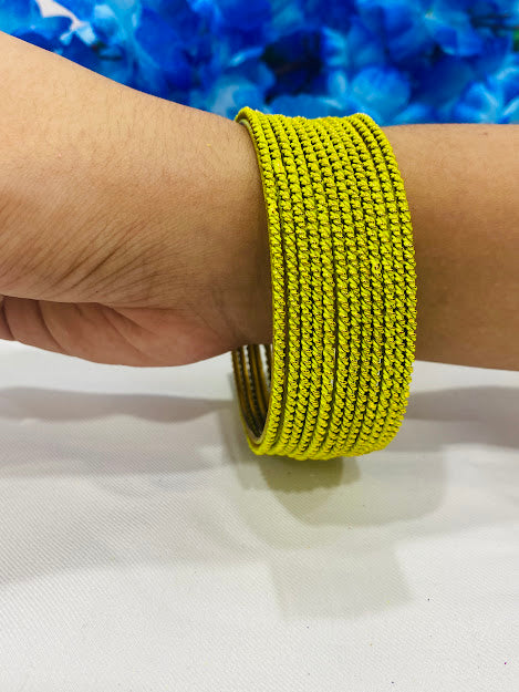 Neon Yellow Color Plain Running Dotted Designer Metal Bangle sets Near Me