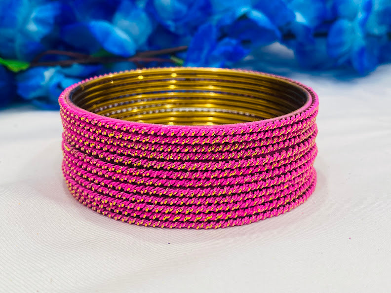 Plain Lehar Dot Printed Antique Gold Bangle With Glitters in USA