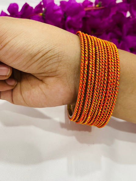 Orange Color Antique Gold Designer Bangle Sets Near Me