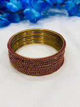 Gold Plated Designer Bangle Sets With Glitter And Lehar Shape in Sierra Vista