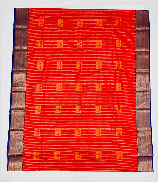 Pure Kanchi Soft Silk Blue And Gold Border Saree For Women In Tempe