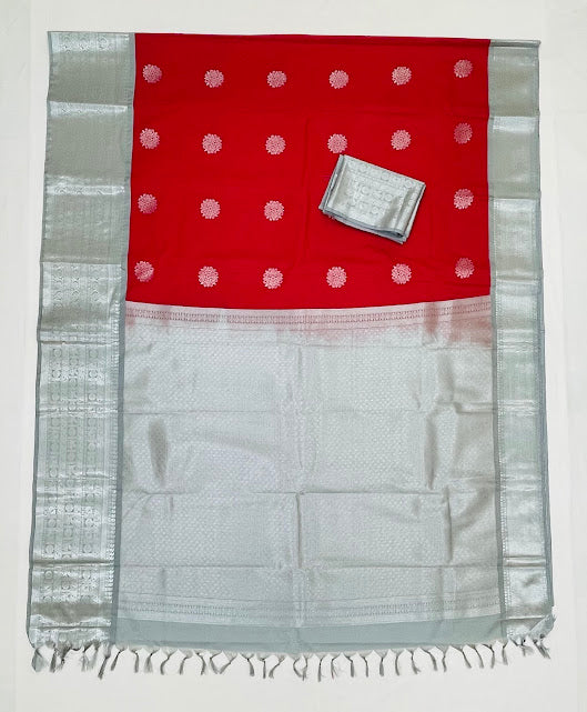 Pure Silk Saree With Silver Zari Work In Peoria