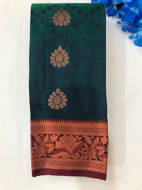 Alluring Green Colored Soft Silk With Contrast Border Royal Look Saree For Women