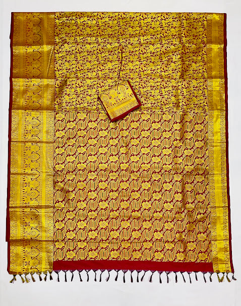 Maroon Color Pure Kanchi Silk With Gold And Silver Zari Work In Chandler