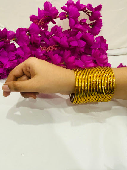 Antique Gold Partywear Thin Bangles In Douglas