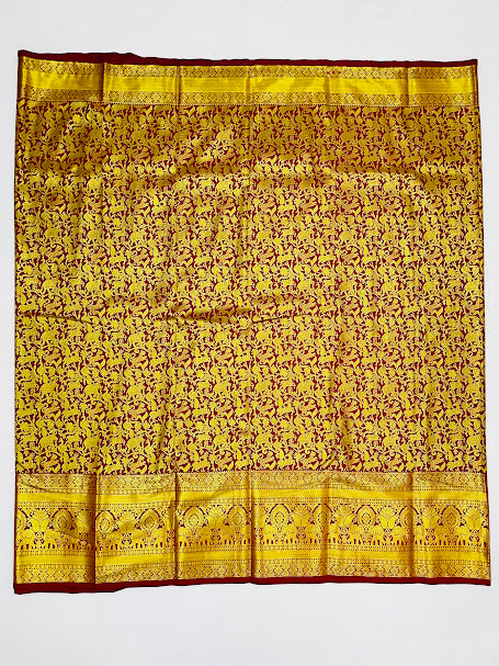 Maroon Color Pure Kanchi Silk Saree In Yuma