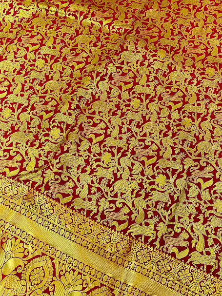 Maroon Color Pure Kanchi Silk Saree For Women In Mesa