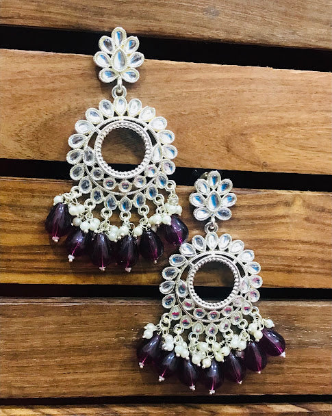 Attractive Purple Color Gold Plated Earrings In Mesa