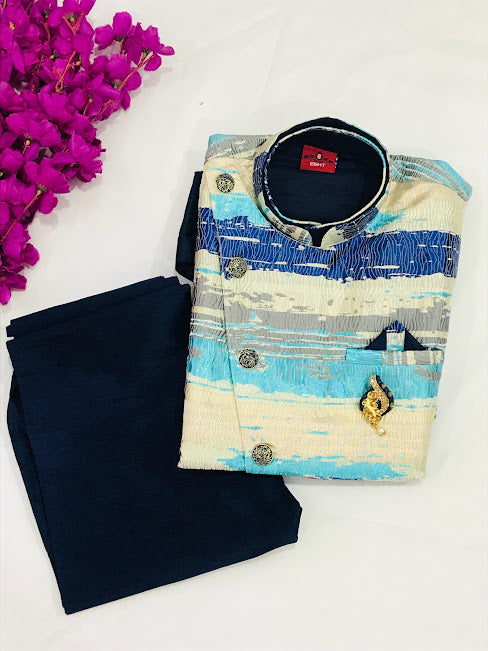 Beautiful Designer Blue Color Silk Kurta  Sets Near Me