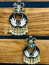 Alluring Black Color Gold Plated Earrings In USA