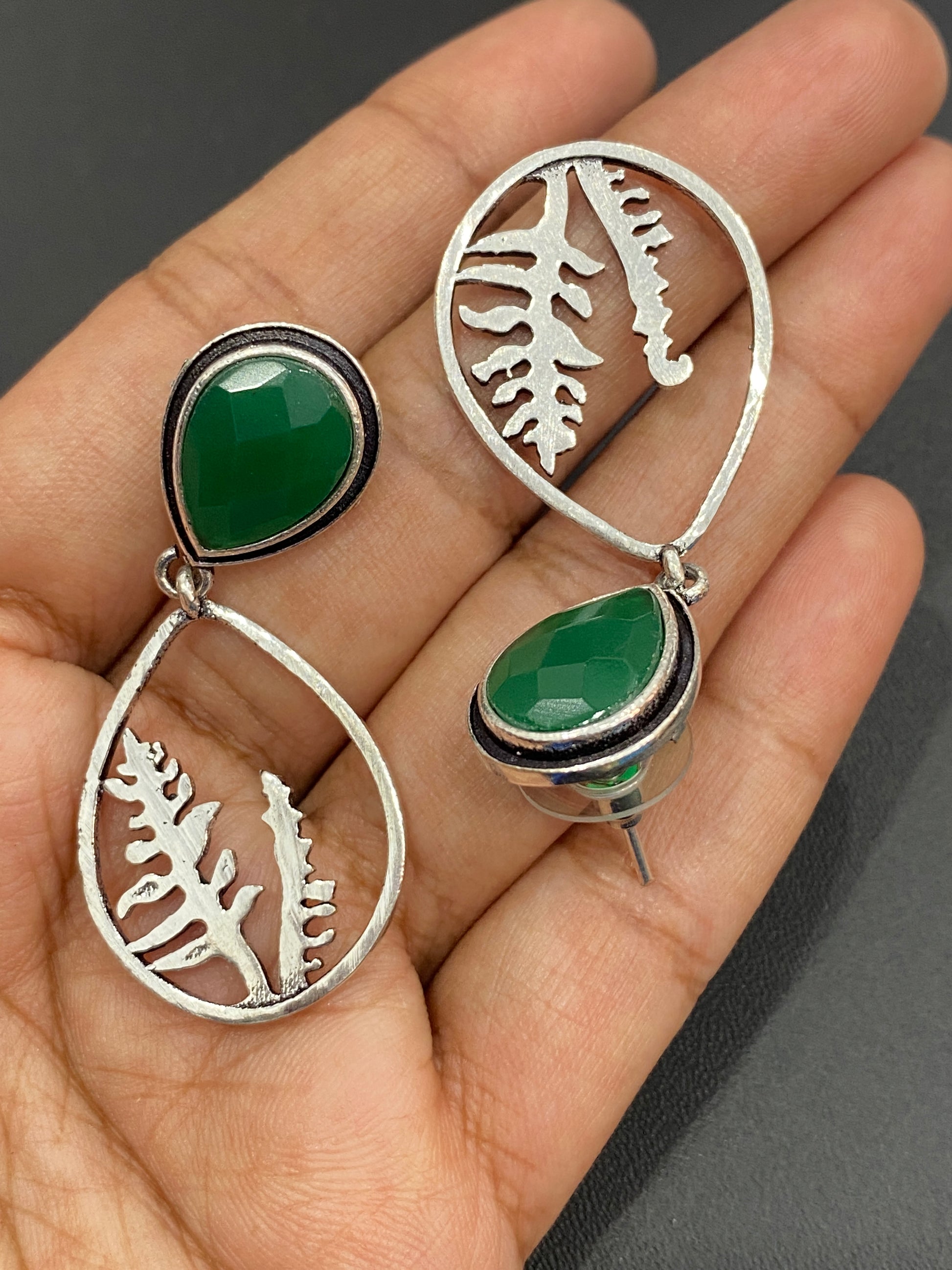 Light Weight Silver Plated Oxidized Earrings In USA