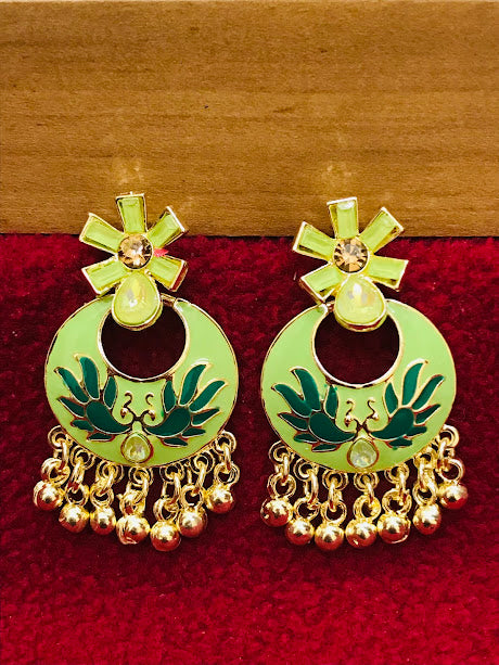 Light Green Color Gold Plated Earrings In Chandler