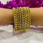Gorgeous White Stone Studded Golden Color Thin Metal Bangle Sets