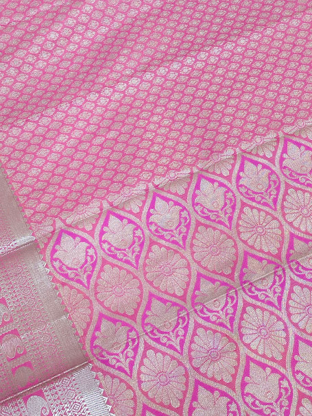 Pink Color Self Design Art Silk Saree In Surprise