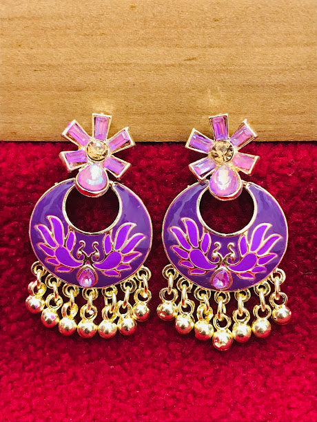 Gold Plated Purple Earrings For Women In Tempe