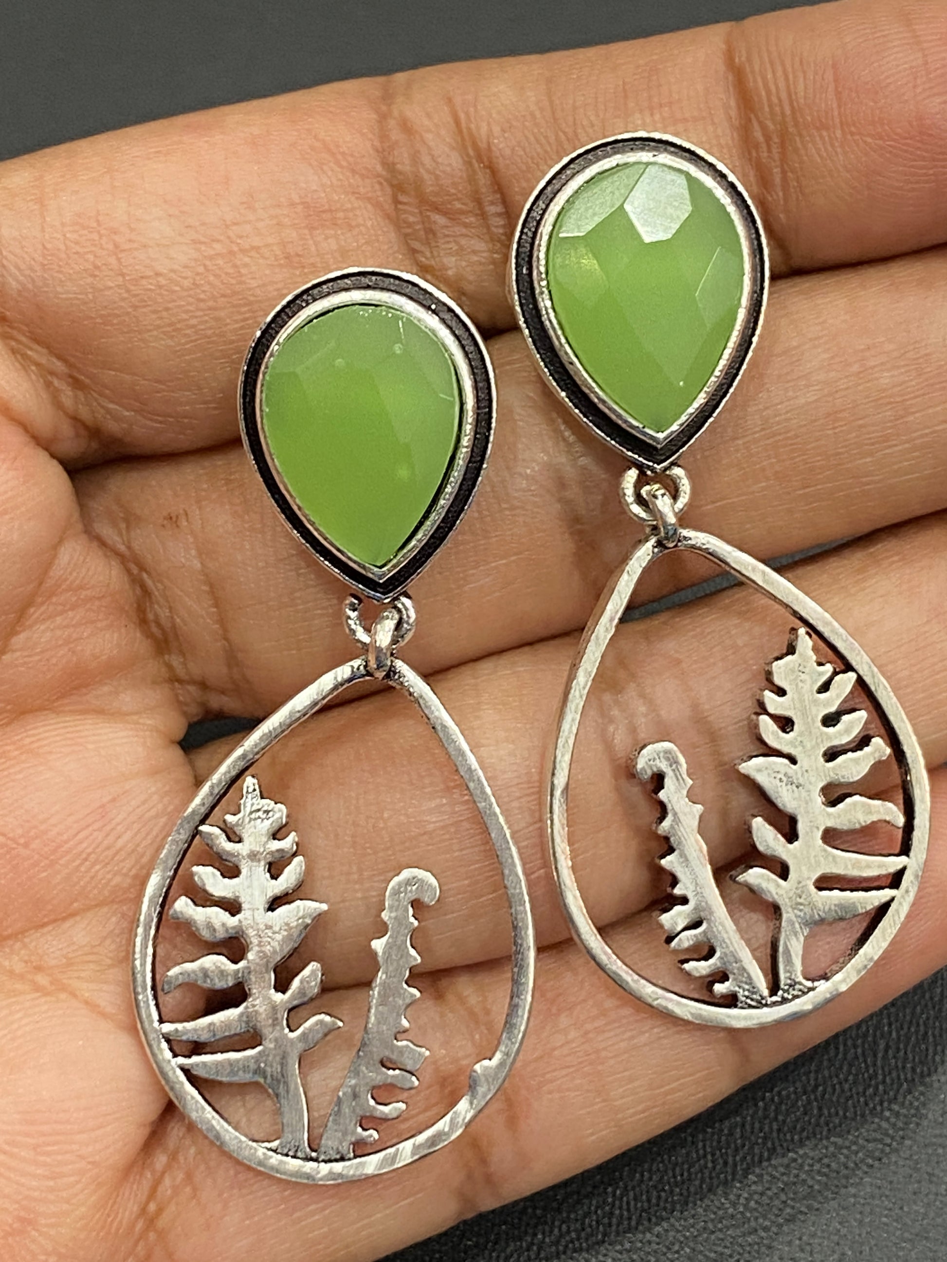 Studded Silver Plated Light Weight Oxidized Earrings Near Me