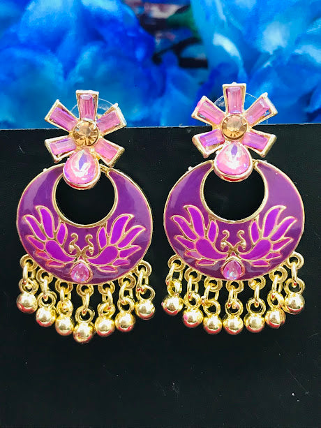Amazing Purple Color Gold Plated Earrings In USA