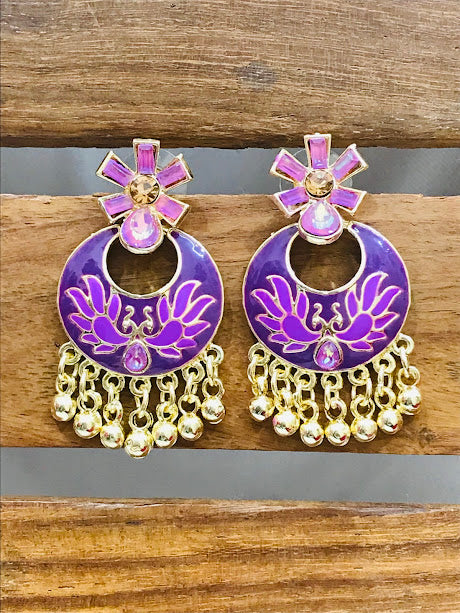 Attracting Purple Color Gold Plated Earrings Near Me