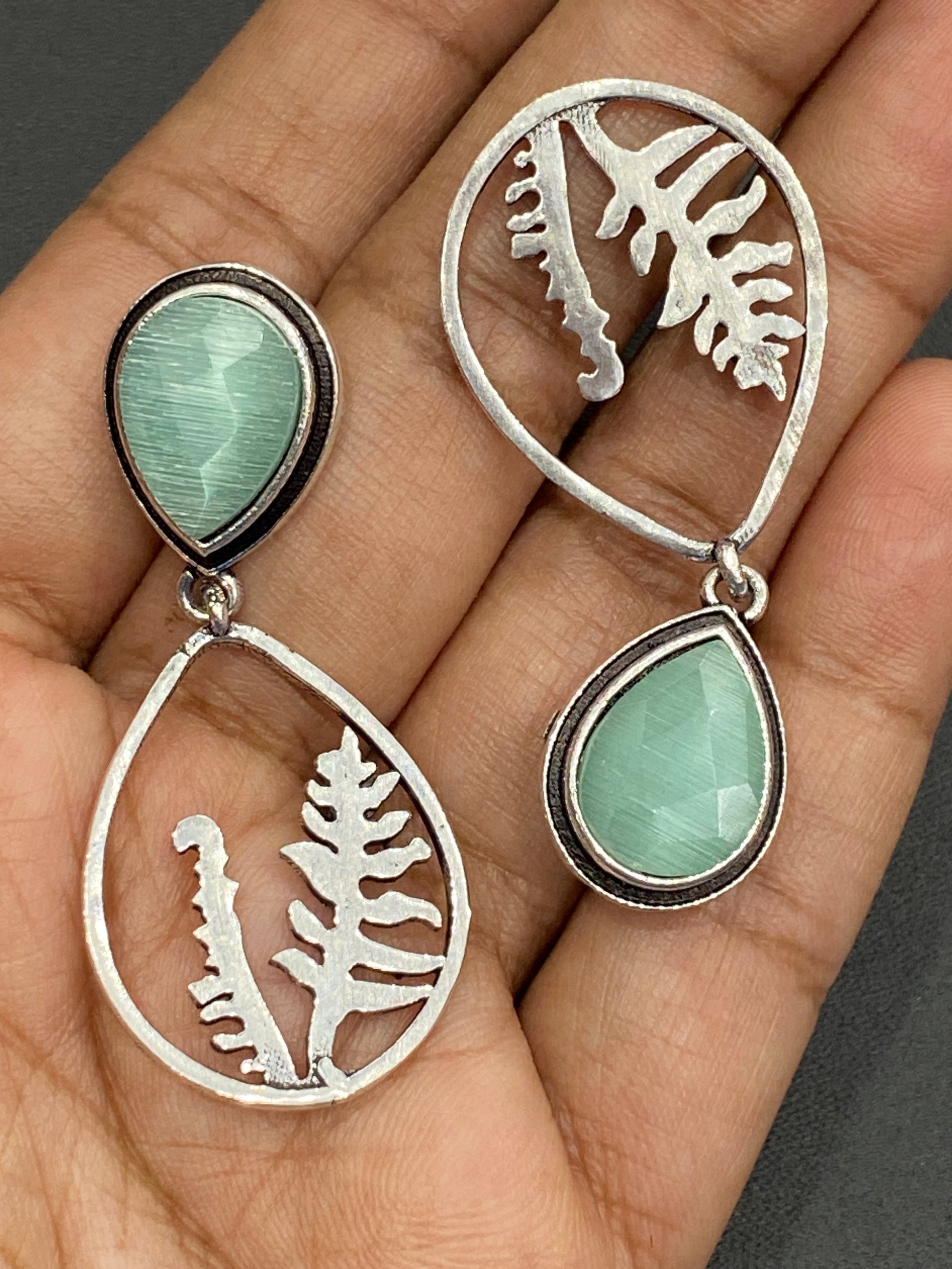 Silver Plated Light Weight Round Shaped Oxidized Earrings In USA