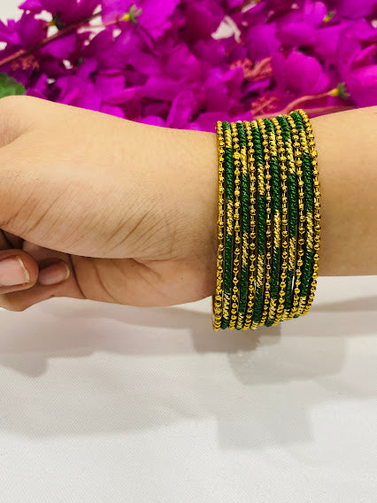 Dark Green Color Gold Plated Designer Wedding Bangles Near Me