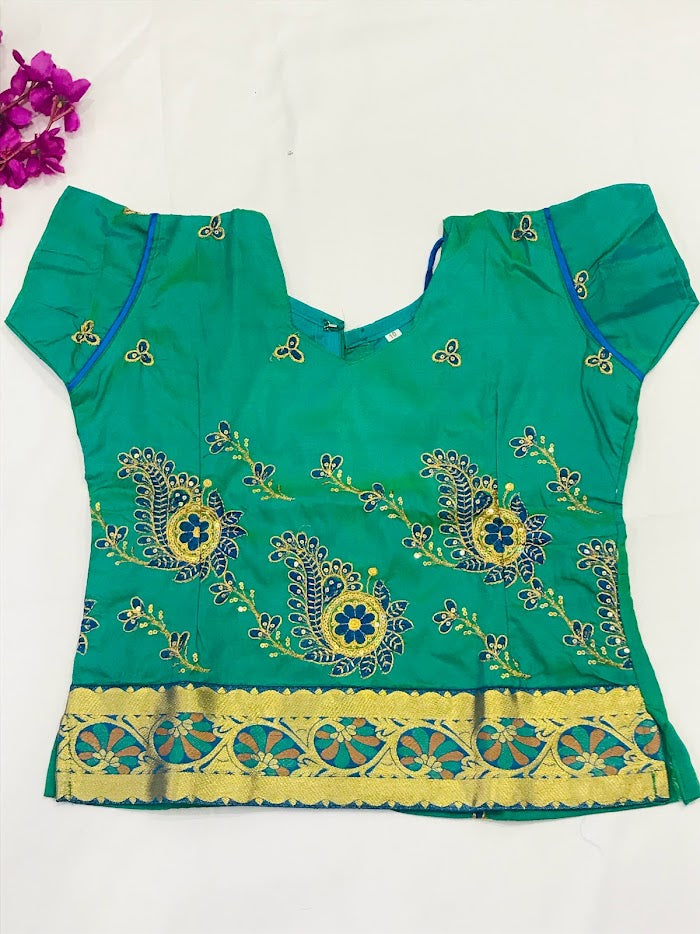 Stunning Green Colored Silk Langa Set Near Me
