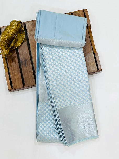 Skyblue Color Self Design Art Silk Saree In Mesa