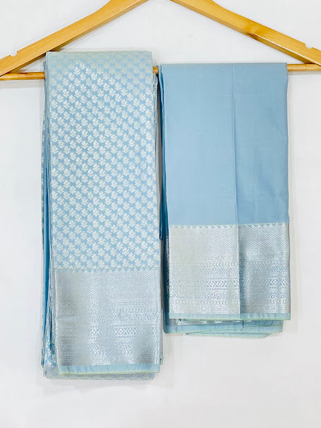 Dazzling Skyblue Color Self Design Art Silk Saree Near Me