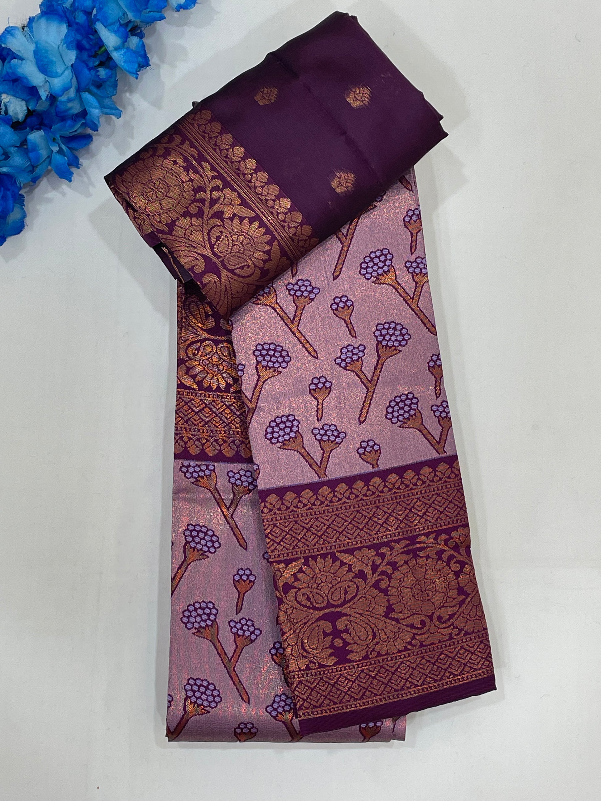 Alluring Purple Color Kanchi Soft Silk Saree With Rich Pallu For Women