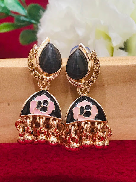 Black Color Beaded Work Earrings For Women In USA