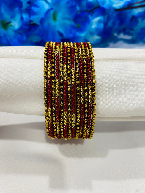 Pleasing Ethic Designer Brown Color Bangle Set For Women