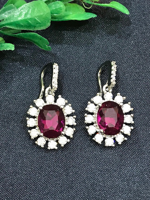 Beautiful Purple Color American Diamond Earrings