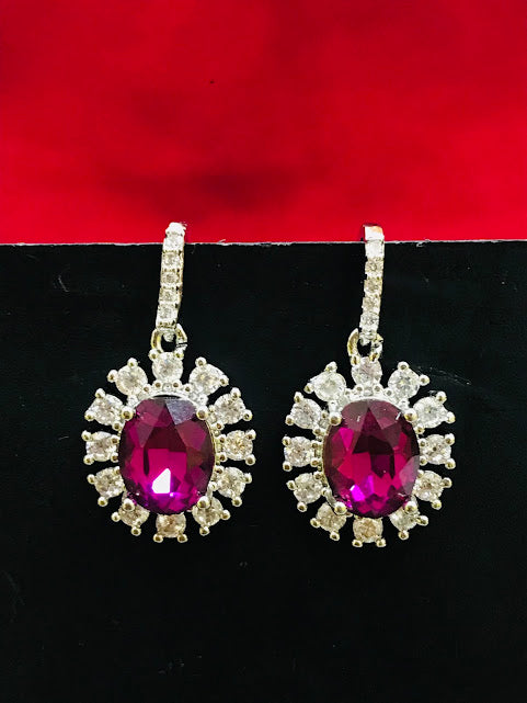 Beautiful Purple Color American Diamond Earrings In USA