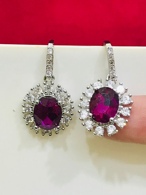 Beautiful Purple Color American Diamond Earrings In Mesa