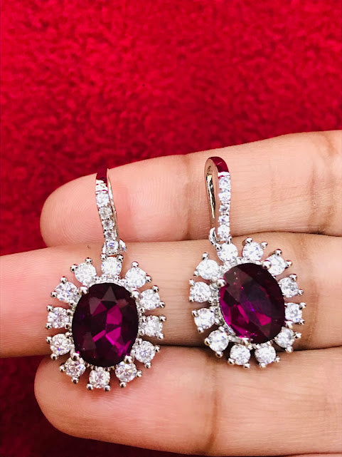 Beautiful Purple Color American Diamond Earrings Near Me