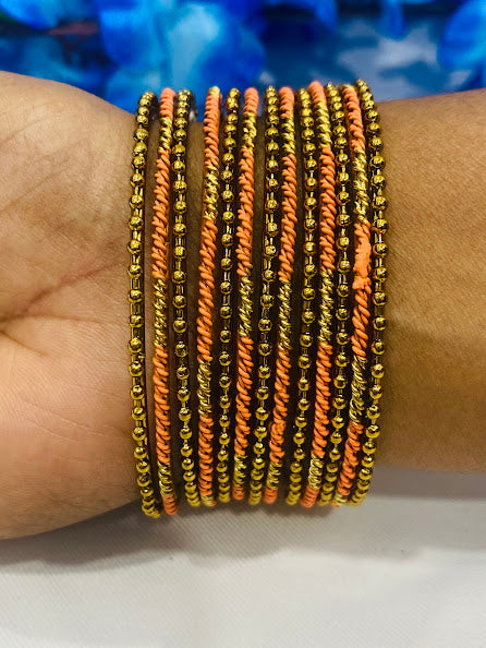 Traditional Orange Color Antique Gold Bangle Near Me