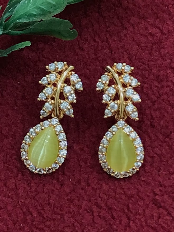 Beautiful Yellow Color American Diamond Earrings In Yuma