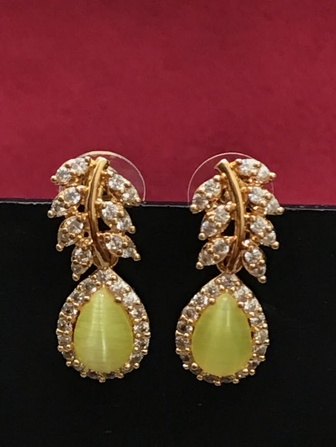 Beautiful Yellow Color American Diamond Earrings In USA