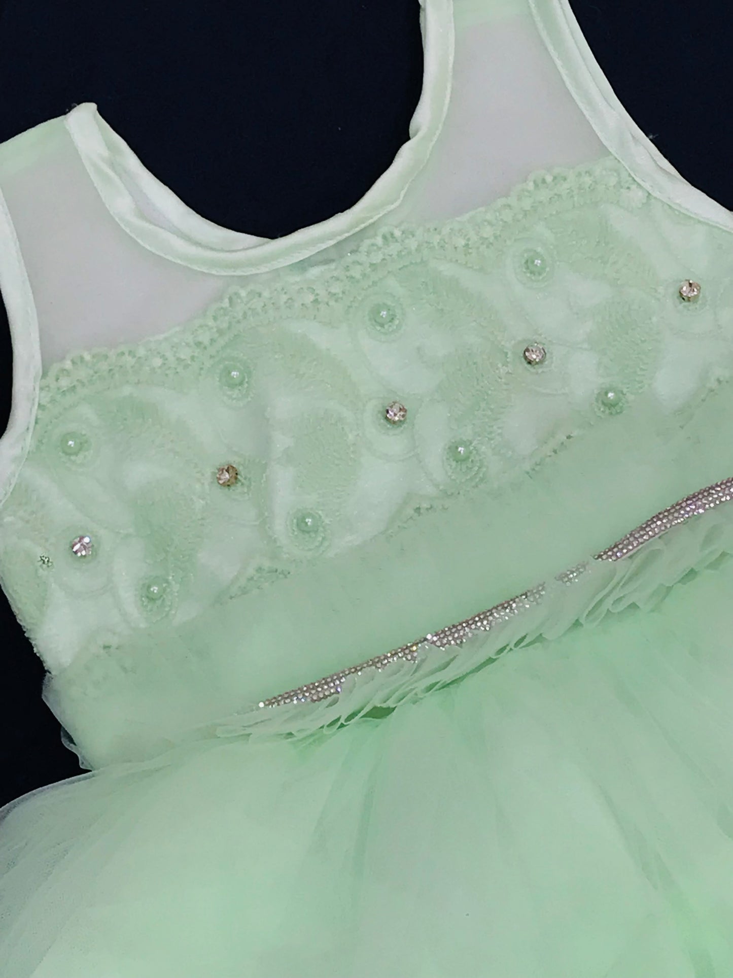 Light Green Colored Kids Party Wear Net Frock In Chandler