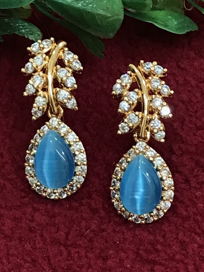 American Diamond Sky Blue Color Beautiful Earrings