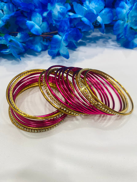Stone Studded Ethnic Style Thin Metal Bangle Sets Near Me