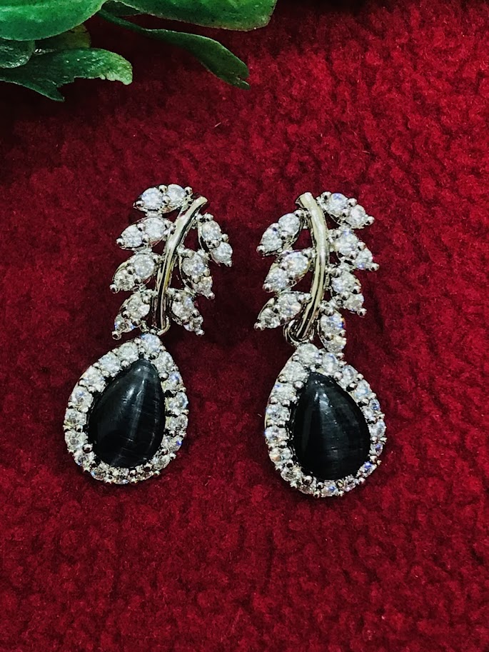 Beautiful Black Color American Diamond Earrings In USA