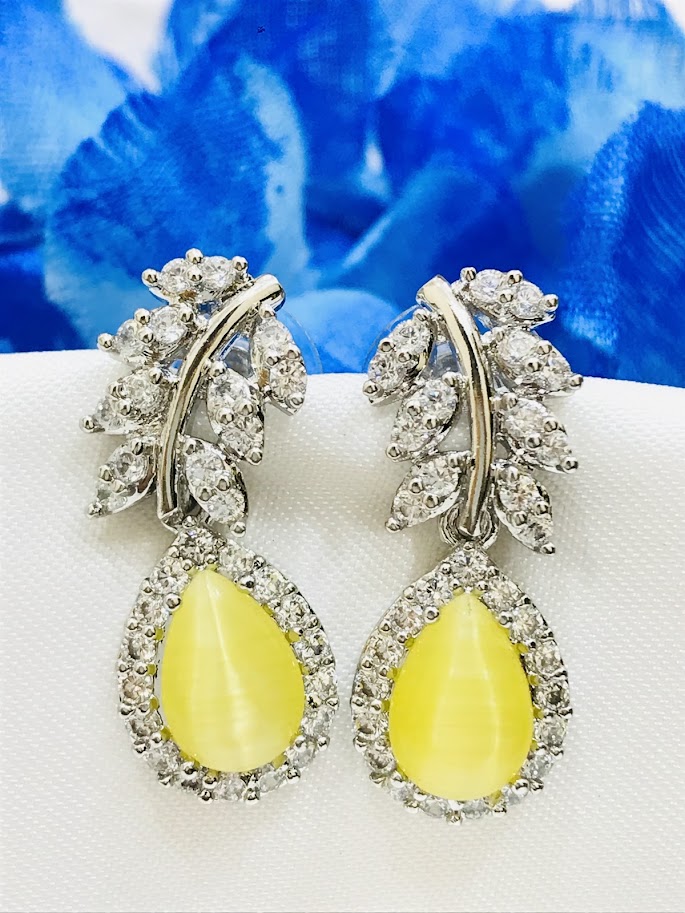 American Diamond Yellow Color Earrings In Mesa