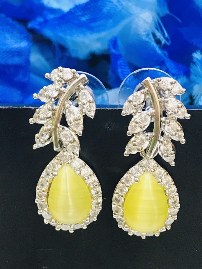 Beautiful American Diamond Yellow Color Earrings In USA