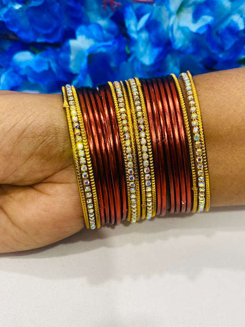 Maroon Color Designer Metal Bangle Sets Near Me