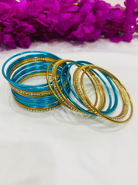 Appealing Sky Blue Color Beads Studded Bangles Near Me